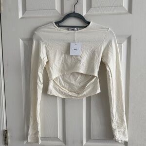 Women's Cream Long Sleeve Crop Top